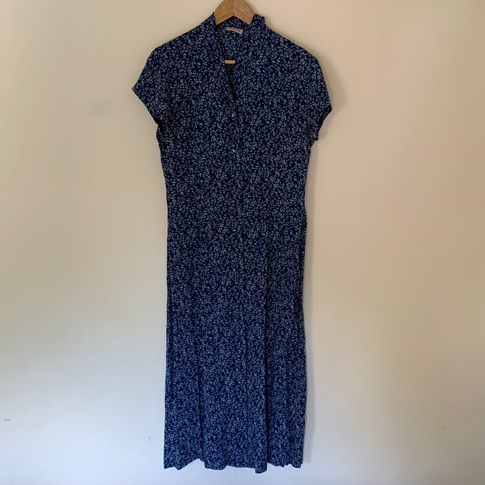 LOFT Blue Flower Maxi Dress